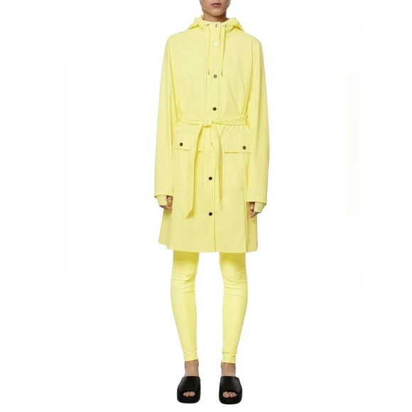 RAINS Curve W Jacket Yellow Straw XL | Waterproof Belted Raincoat Windbreaker NW - Picture 1 of 8